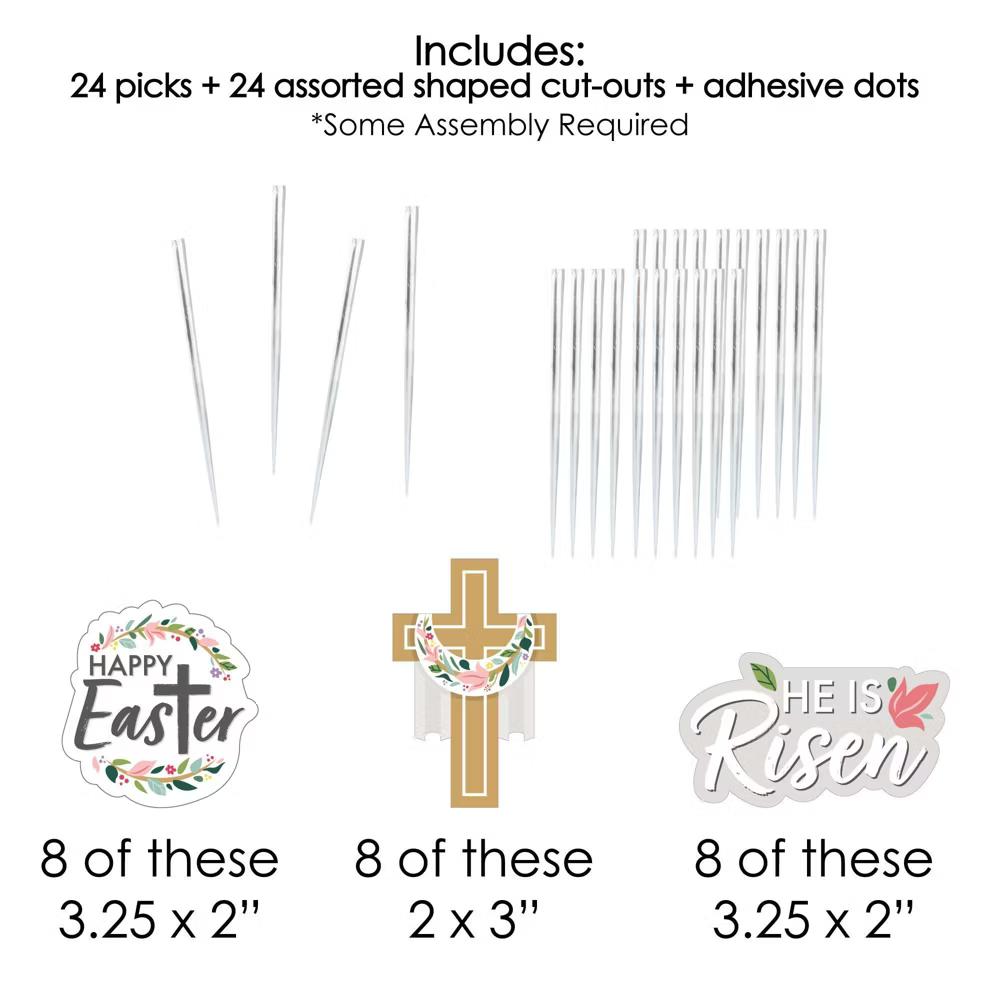 Religious Easter - Dessert Cupcake Toppers - Christian Holiday Party Clear Treat Picks - Set of 24 - Image 4