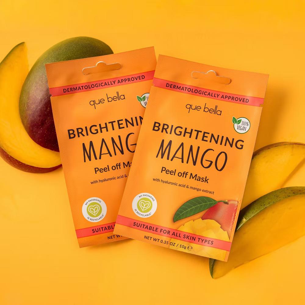 Que Bella Brightening Mango Peel-off Mask - 0.35oz: Vegan, Contains Hyaluronic Acid, For All Skin Types, Gel - Image 4