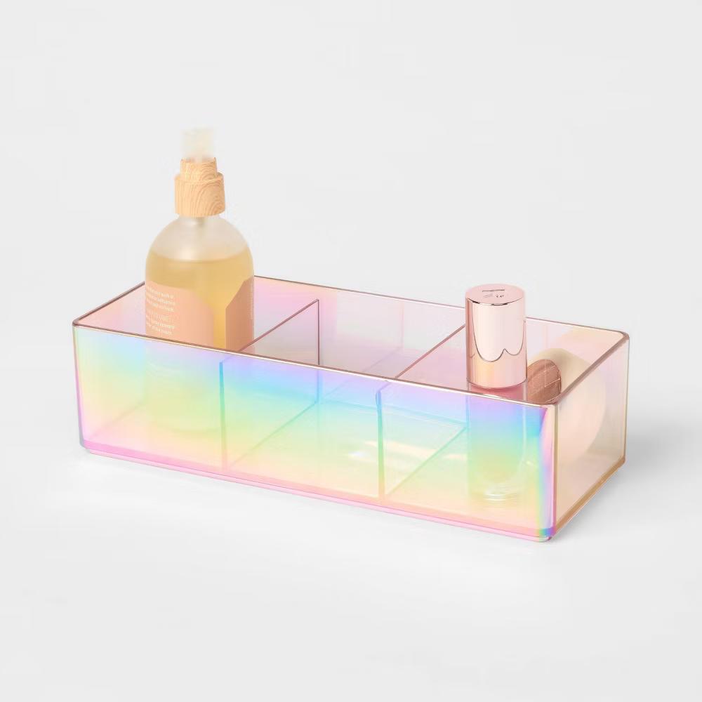 Plastic 3 Slotted Makeup Organizer Iridescent - Image 3