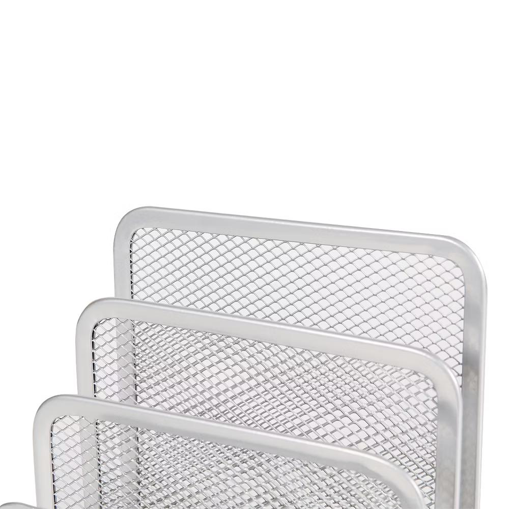 Mesh Letter Sorter - Steel Desk Organizer, Silver Mail & Letter Holder, Office File Organizer, 5.5"x3"x5.06" - Image 3