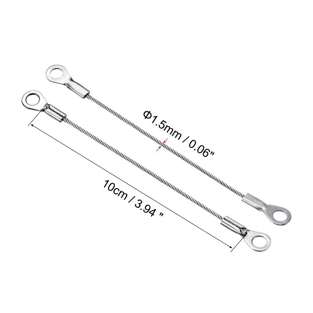 Lanyard Cable Rope with Key Ring Keychains Silver 4 Pcs - Image 12