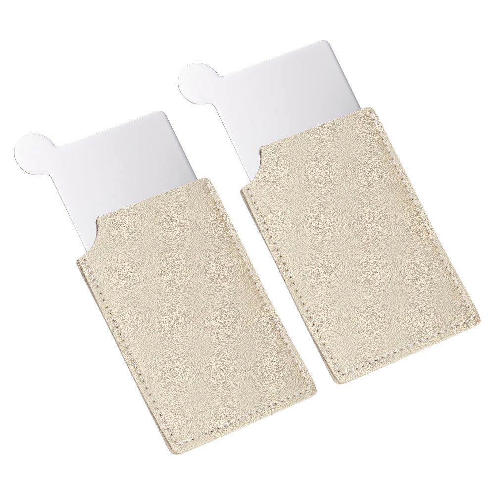 Small Rectangle Travel Women Portable Pocket Mirror with Leather Case 2 Pcs - Image 4