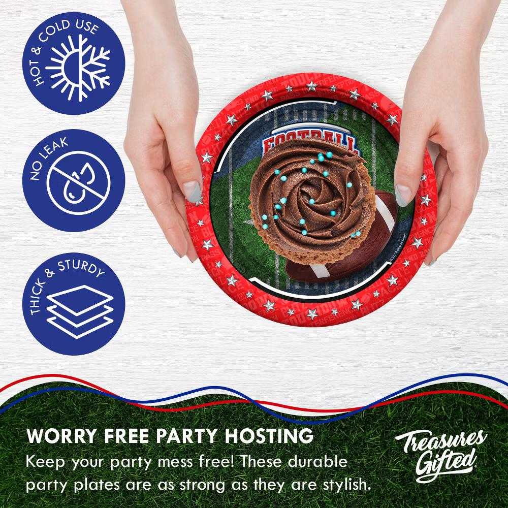 Treasures Gifted Football Plates 7in - Football Birthday Party Supplies - 8 Pack - Image 4