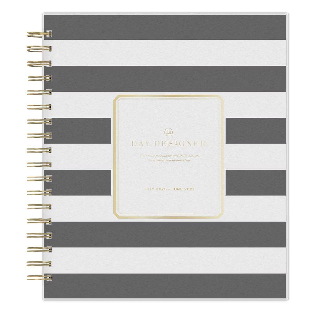 Day Designer 8"x10" AY 2026-2027 Planner Rugby Stripe Black Frosted 27 Daily/Monthly Safety Wirebound - Image 5