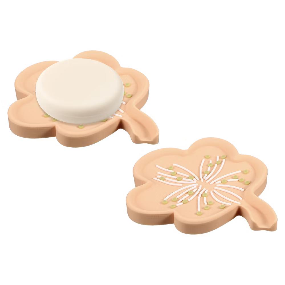 Silicone Soap Dish with Drain Spout, Portable Self Draining Flower Shape Soap Saver Holder - Image 29