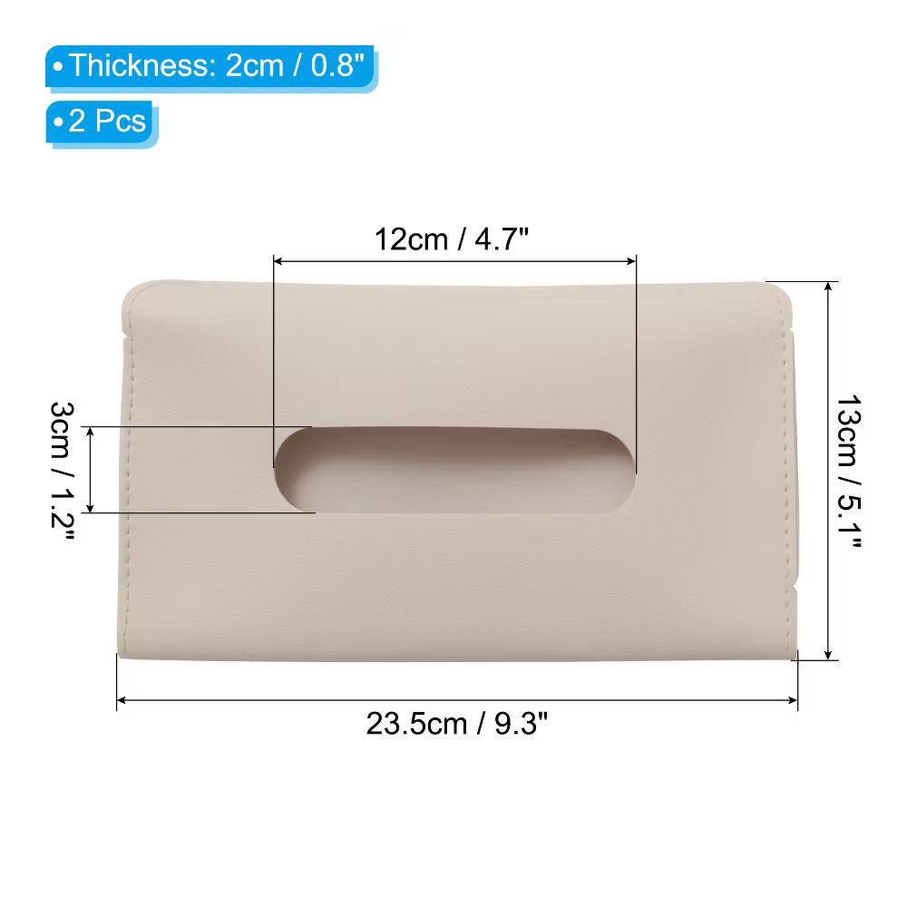 Car Sun Visor Seat PU Leather Adjustable Elastic Strap Tissue Box Covers 2 Pcs - Image 4