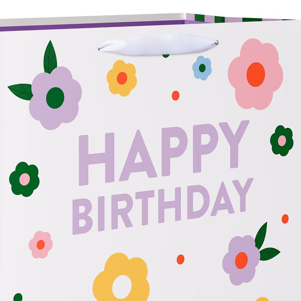 Jumbo Birthday Gift Bag, Happy Birthday Floral 1 Bag 15"x15" - Designed by Spaghetti and Meatballs - Image 4