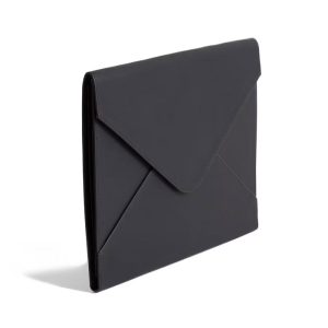 Vegan Leather Document Holder Black: Office Supplies Desk Organizer with 2 Compartments, 10"x13"x0.7"
