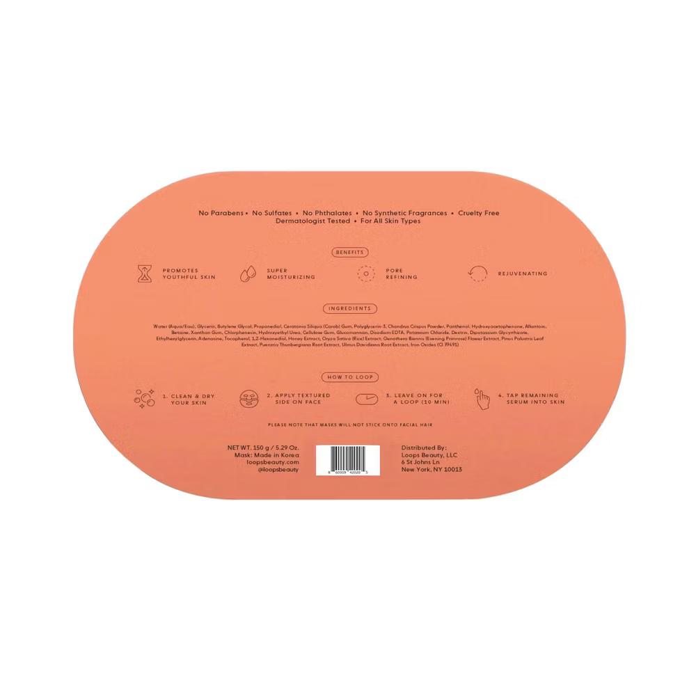 LOOPS Weekly Reset Rejuvenating Mask - 1.058oz: Paraben-Free, Sulfate-Free, With Aloe, Facial Sheet Mask - Image 4