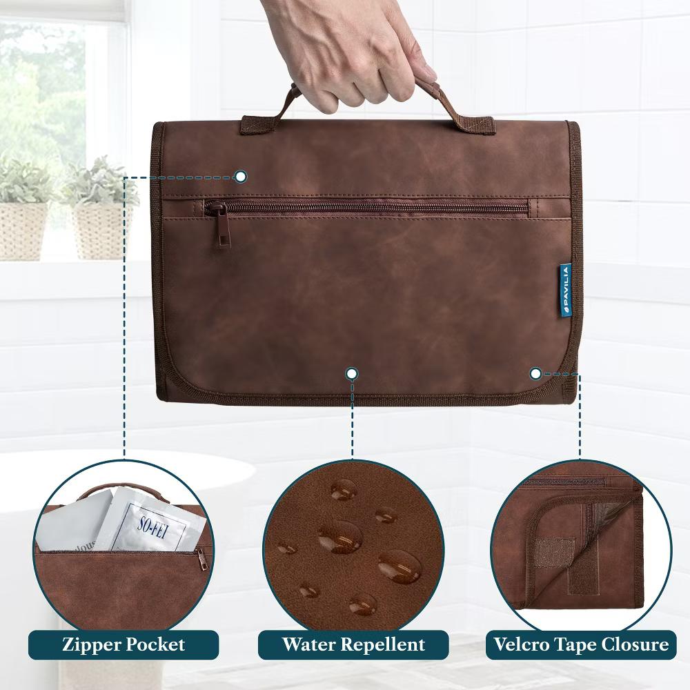 Hanging Toiletry Bag Women Men, Travel Kit Foldable Waterproof Organizer, Roll up Cosmetics Makeup Essentials Jewelry Case - Image 18