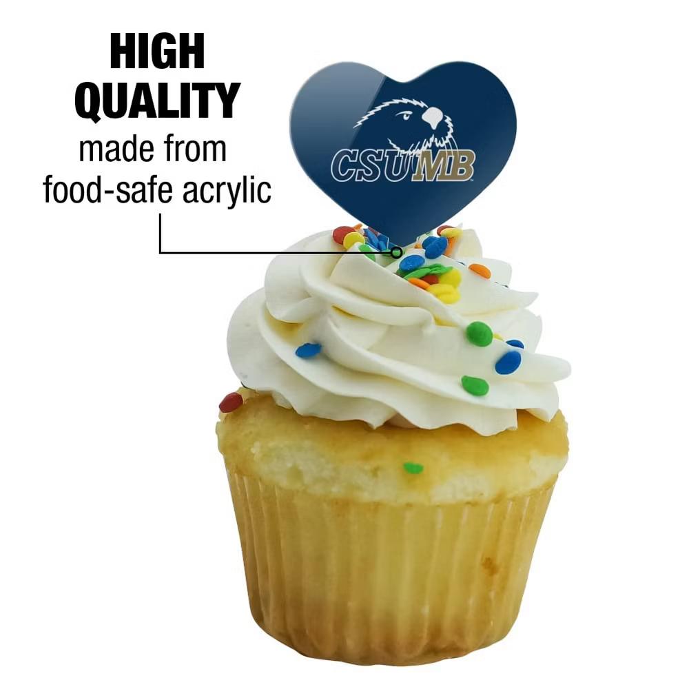 California State University Monterey Bay Primary Logo Heart Love Cupcake Picks Toppers Decoration Set of 6 - Image 7