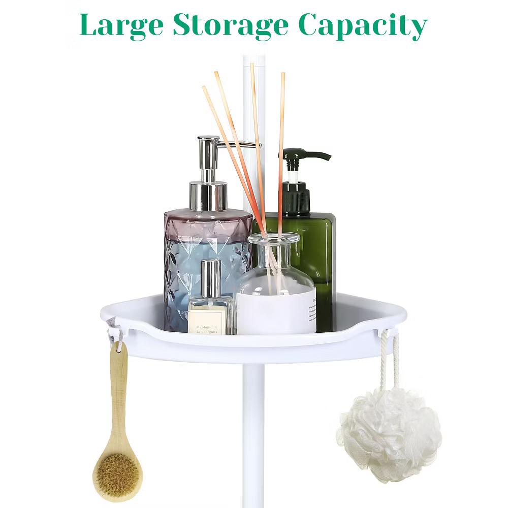 Bathroom Corner Shower Caddy Tension Pole, 4-Tier Rust-Resistant Bathroom Storage Organizer with Adjustable Shelves & Rubber Pad, 101''- 122'' Height - Image 18