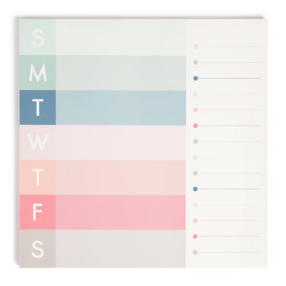 10''x10'' Weekly Combination Pad - Coral Chic: Weekly To Do List, Office Supplies, Notepad, 52 Sheets - Image 4
