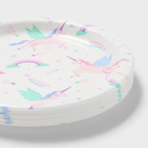 20ct Unicorn Birthday Party Snack Paper Plates
