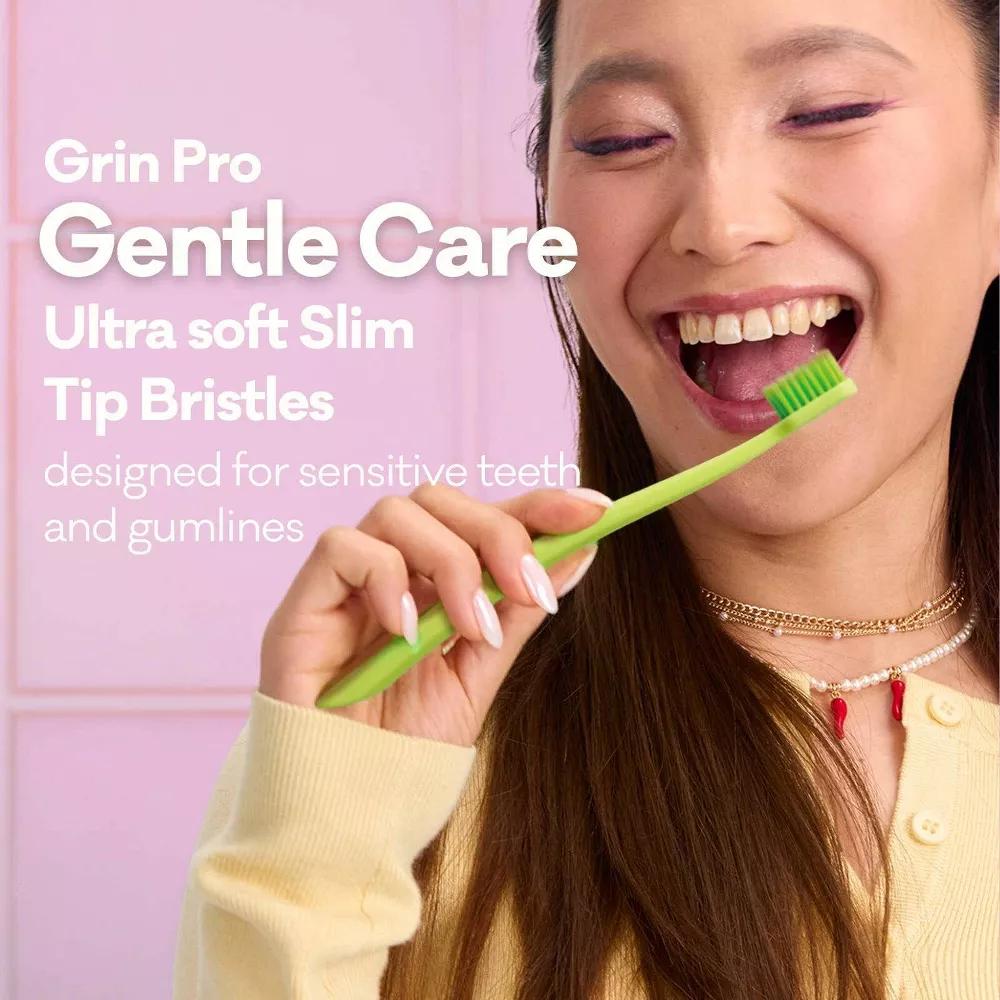 Pro Ultimate 100% Recycled Plastic Handle Gentle Care Toothbrushes - Ultra Soft - Green/Pink - 2ct - Image 5