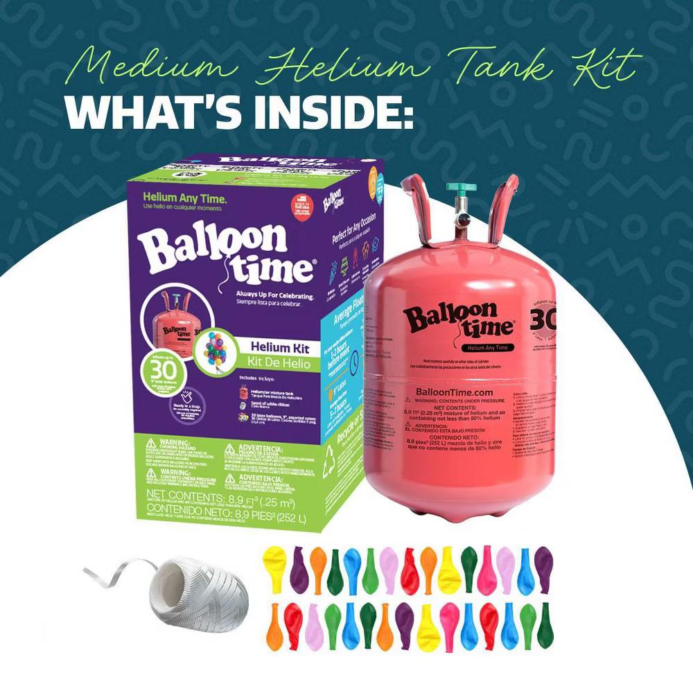 9.5" Medium Helium Balloon Kit: Balloon Time Multicolor Steel Tank for All Occasions - Image 13