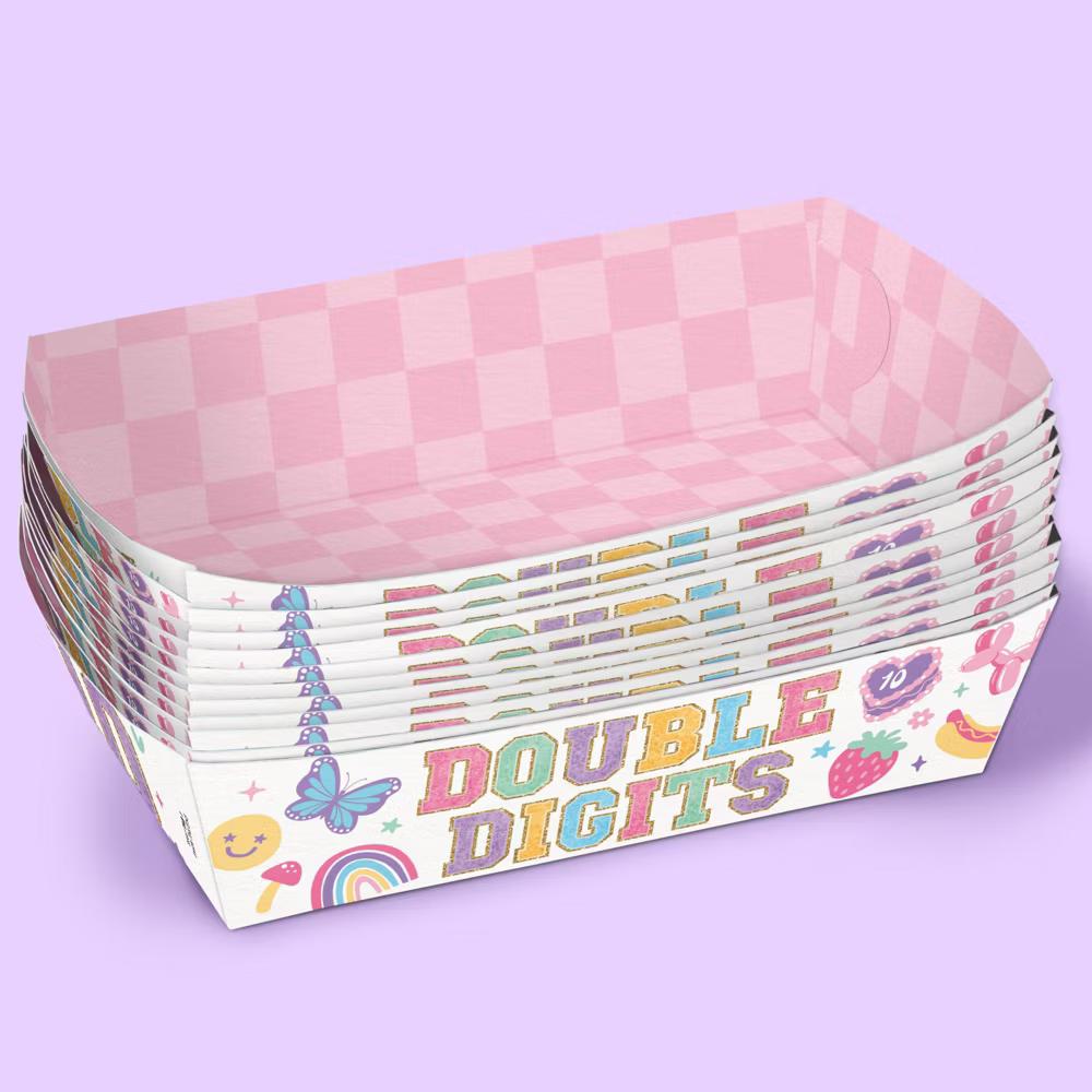 Preppy 10th Birthday Girl Paper Food Trays, Disposable Food Boats for Double Digits Pastel Party, Double-Sided Holders - 12 Ct - Image 2