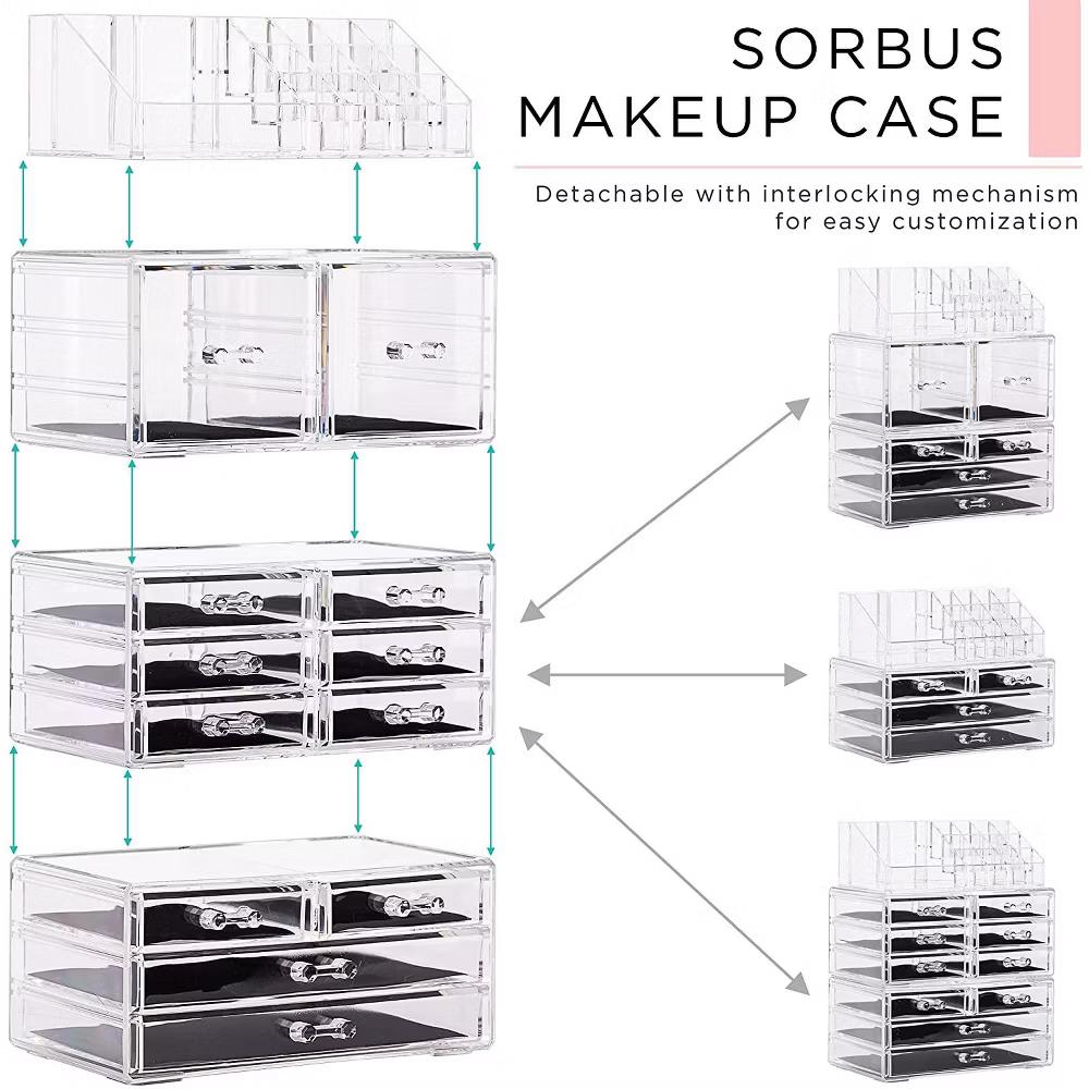 4 Piece 12 Drawers Makeup Storage Case - Spacious Design - Great for Bathroom, Dresser, Vanity and Countertop - Image 7