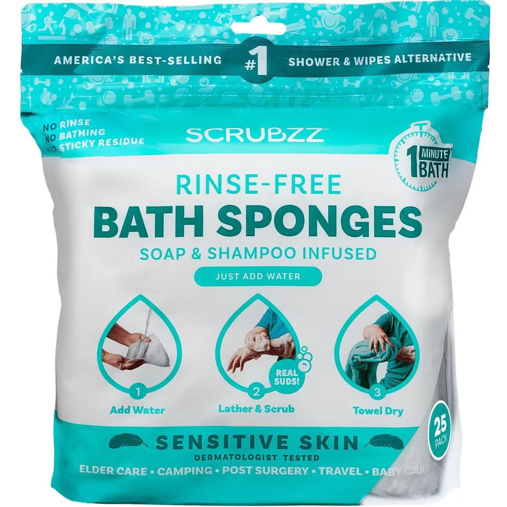 Scrubzz No Rinse Bath Wipes for Adults Bathing, Adult Rinse Free Bath Sponges - Disposable - Image 23