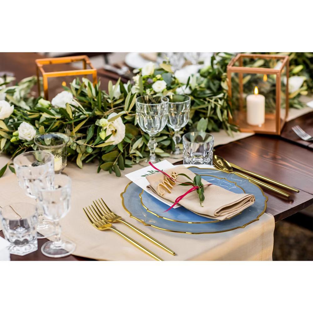 Trendables 40 Pieces Plastic Disposable Wedding Plates Set - 20 7.5" & 20 10" Thin & DelicateTinted Petals Plates with Rim - Image 50