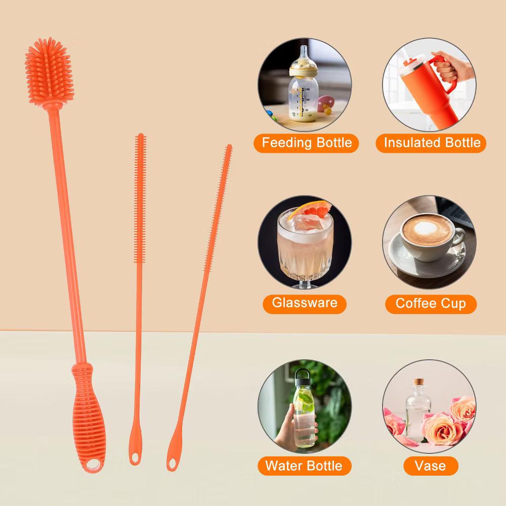Silicone Bottle Brush with 2 Straw Brush for Cleaning Narrow Neck Containers Sport Bottles - Image 20