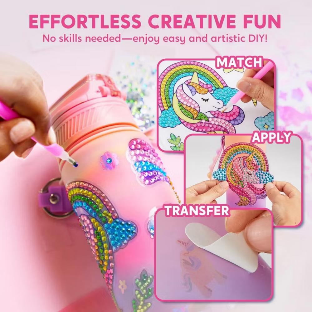Water Bottle DIY Kit for Kids - Mermaid/Unicorn Theme, Gem Painting Arts & Crafts, Birthday Christmas Gift School Supplies for Girls Age 6 - Image 11