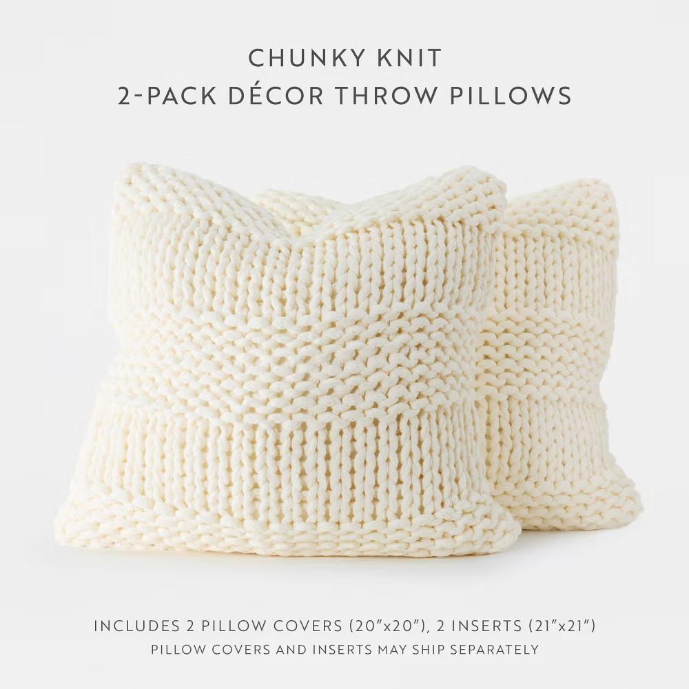 Cozy Chunky Knit Throw Pillow Cover And Pillow Insert - Image 78