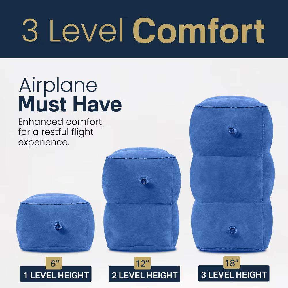 Inflatable Airplane Foot Rest with Pump & Carry Bag, 3-Height Travel Footrest for Kids, Toddlers, Office, Car & Train - Image 14