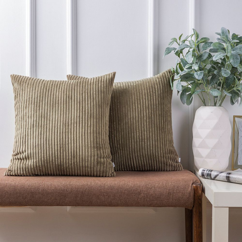 Phantoscope Solid Color Corduroy Pillow Covers Set of 2 Plush Velvet & Soft Accent - Image 11