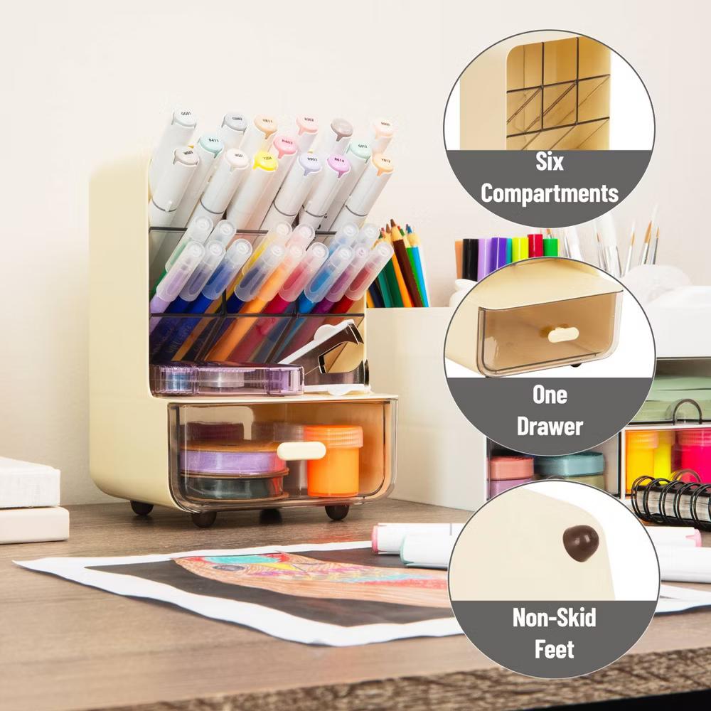 Non-Skid Plastic Desk Organization Set White - Image 4