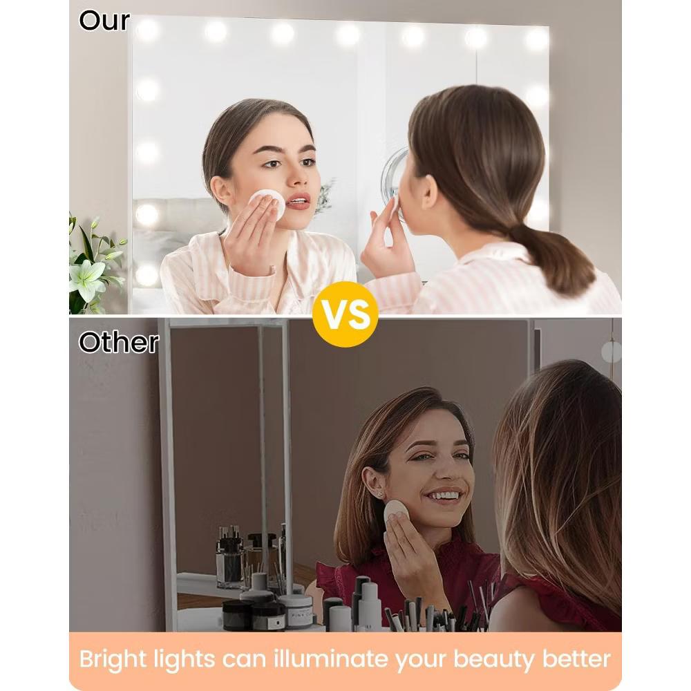LED Vanity Mirror – Touch Control 3 Light Modes, Dimmable & 360° Rotation Makeup Mirror for Bathroom/Bedroom (1-Piece) - Image 29