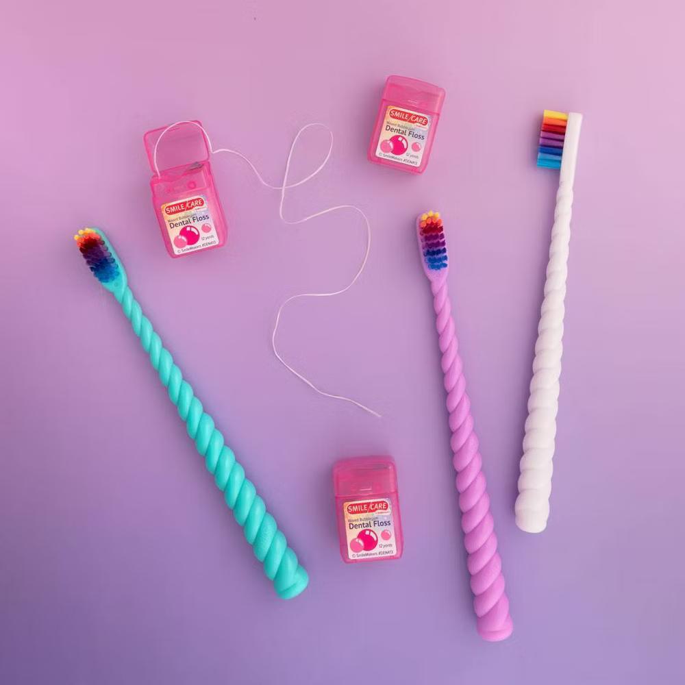 SmileMakers Kids Soft Manual Toothbrush & Floss Kit - Lavender Unicorn