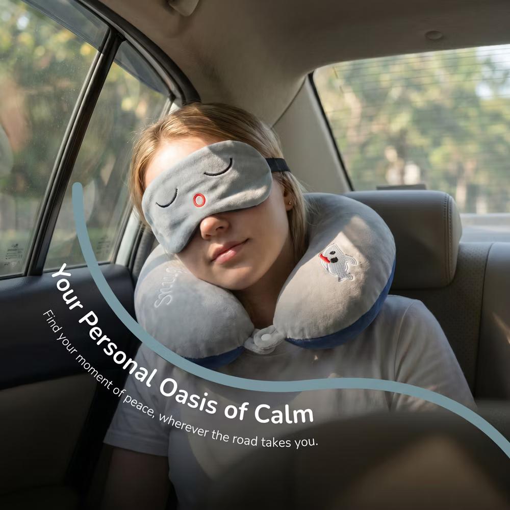 U‑Shape Memory Foam Travel Pillow Set with Decor Embroidery and Eye Mask 1Pc - Image 9