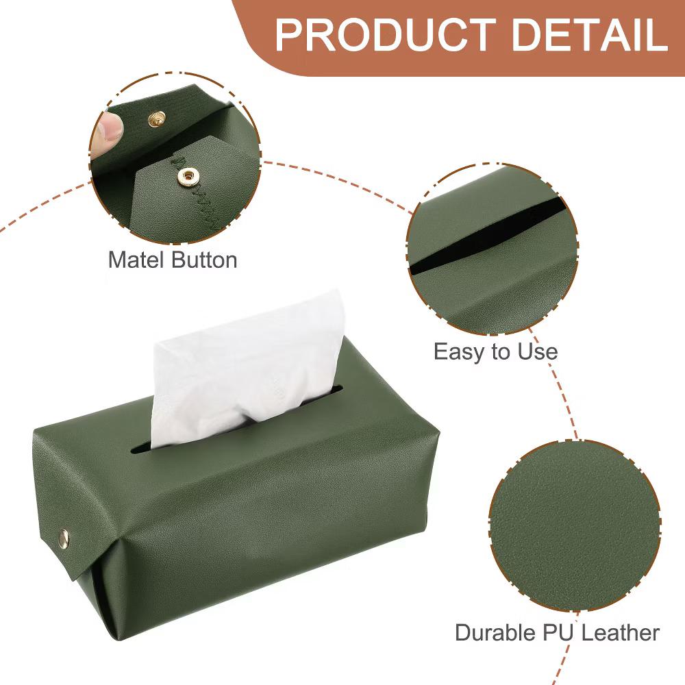 Rectangle PU Leather Tabletop Bathroom Kitchen Tissue Box Cover - Image 14