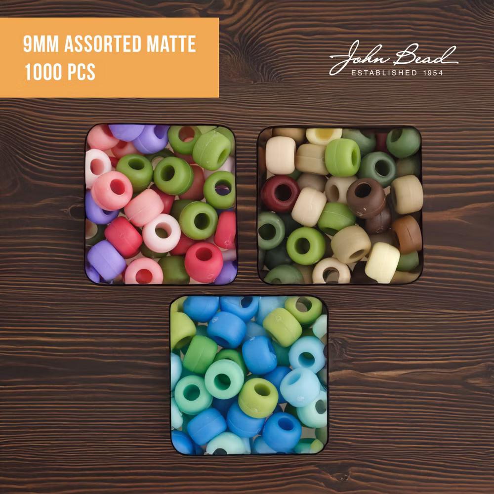 1000pcs 9mm Assorted Plastic Barrel Pony Beads for Jewelry Making Bracelets Necklaces DIY, Kandi Beads Bulk Crafting Beads - Image 3