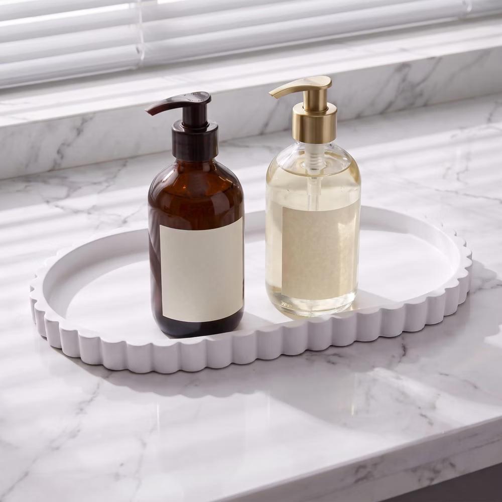 2Pc Round Silicone Vanity Tray Set Decorative Catchall Organizer for Bathroom Countertop Perfume White - Image 96
