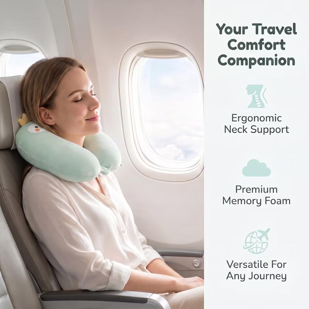 U-Shape Memory Foam Portable Traveling Travel Neck Pillows 12x12in 1 Pc - Image 9