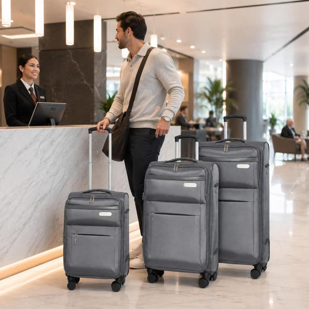 3-Piece Softside Luggage Set with Built-in Lock, Expandable Lightweight Suitcases with Spinner Wheels (20/24/28 Inch) - Image 9