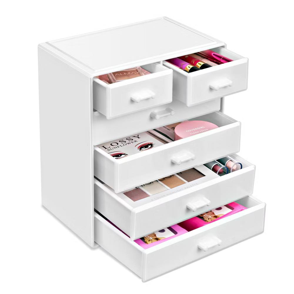 6 Drawer Makeup Organizer Case - Storage for Vanity, Bathroom, Dorm, Closet, and more -Large, 2 Small Drawers - Image 10