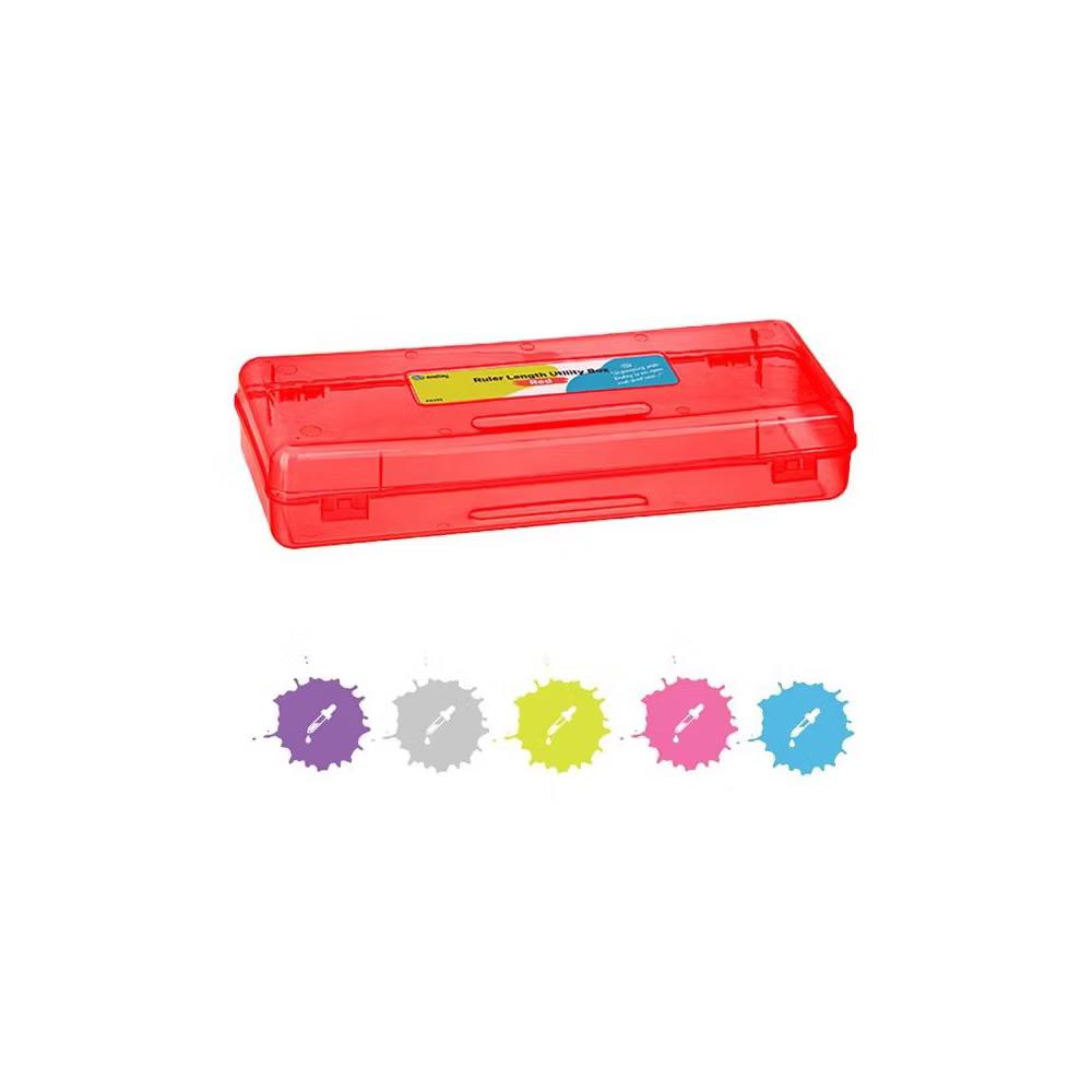 Pencil Box, Storage Organizer Utility Box, Multipurpose Long Ruler Length School Office Supplies Plastic Pencil Case for Kids & Adults - Image 29