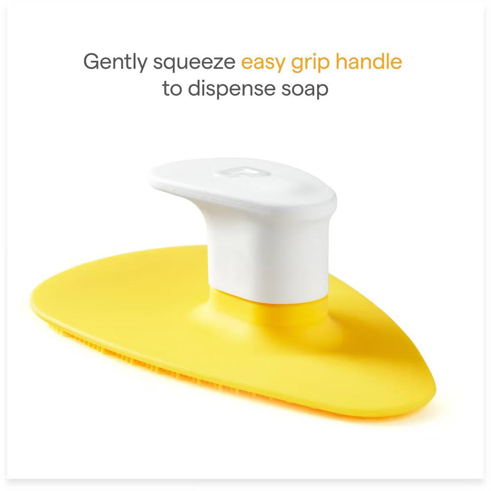 Squeeze and Scrub Silicone Bath Brush with Soap Dispenser - Image 3