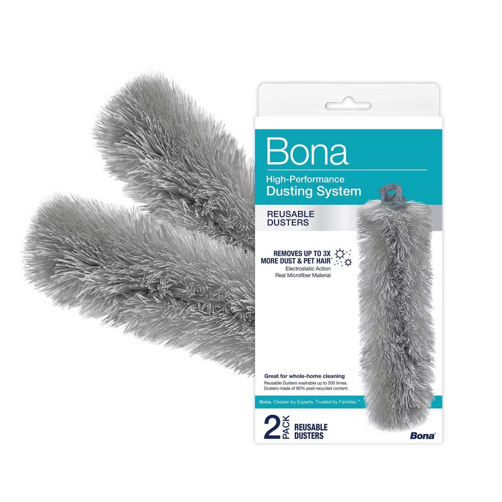 Bona High Performance Dusting System Reusable Dusting Sleeves 2ct Short Handle Duster Kit
