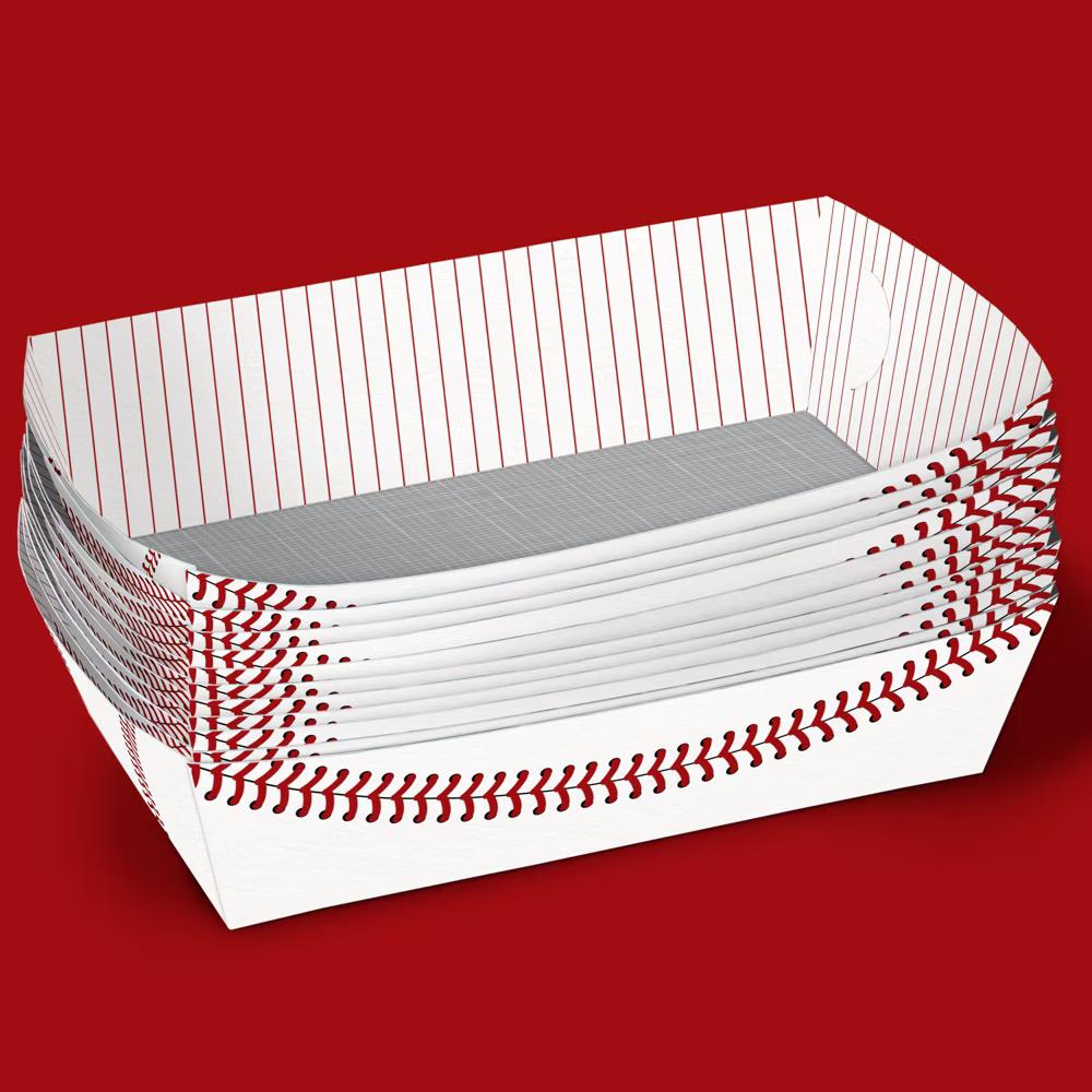 Baseball Party Paper Food Trays, Disposable Double-Sided Paper Food Holders for Nachos, Hot Dogs, French Fries - 12 Ct - Image 3