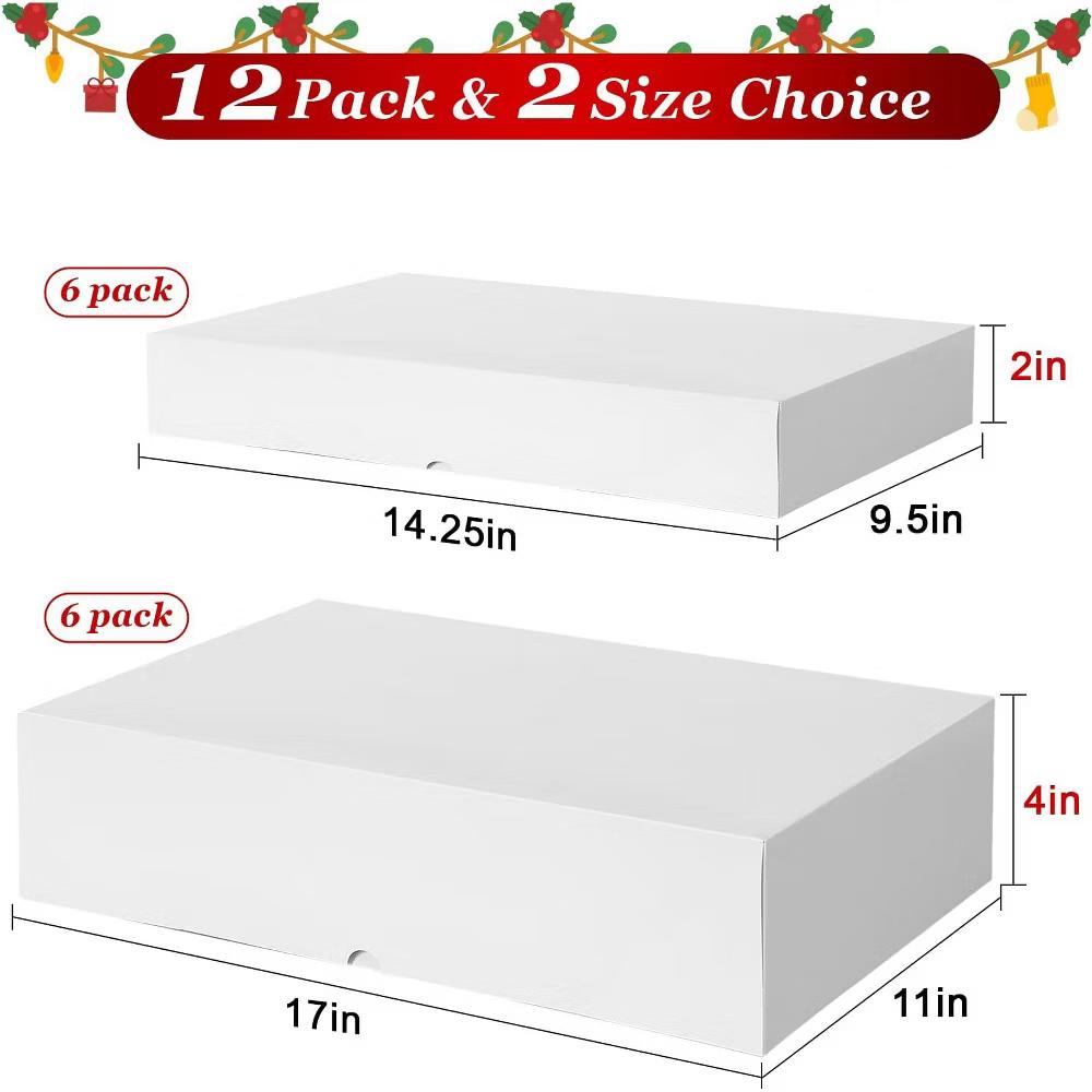 12 Pack Gift Boxes with Lids 6 Extra Large 17x11x4 Inch and 6 Large 14.5x9.5x2 Inch White Cardstock for Clothing Wrapping - Image 4