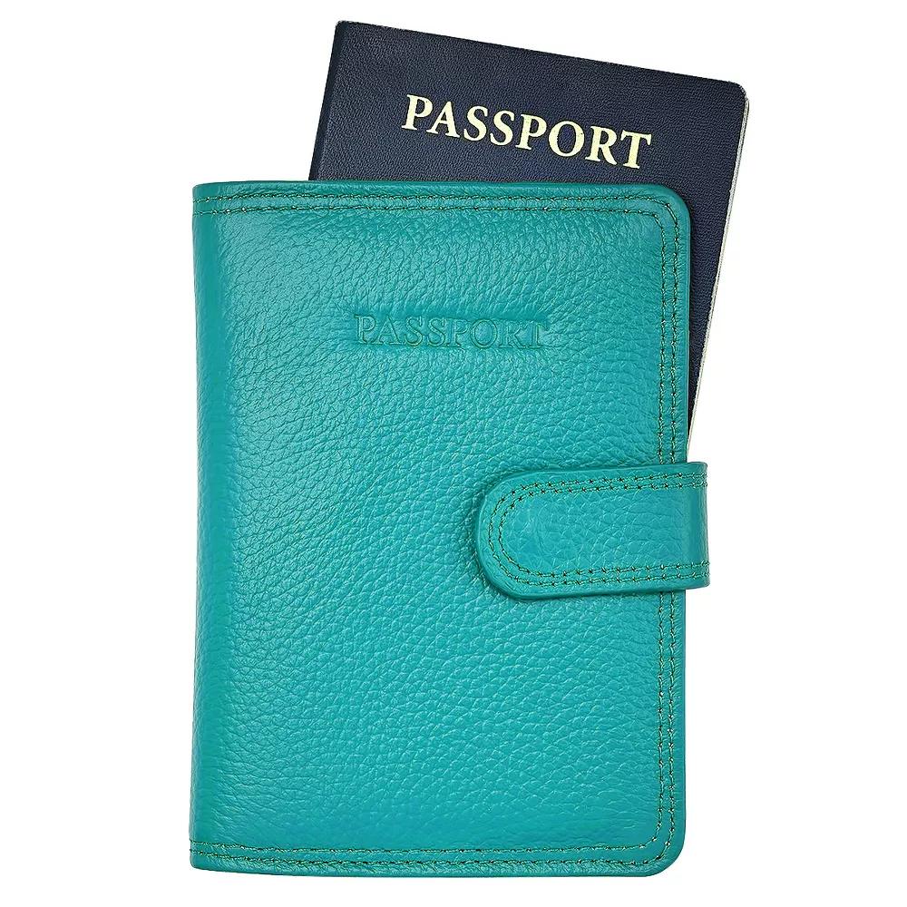 Steeltime Unisex leather passport holder. Color Options: Black, Brown, Navy, Teal, Red, Purple - Image 2