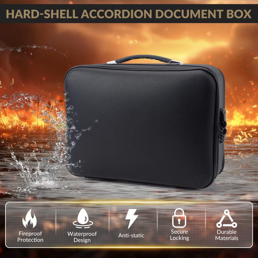 Fireproof & Waterproof Document File Box with Lock – 8-Layer Heat-Resistant Storage Organizer for Documents, Passports, Certificates, Cash, Laptop - Image 3