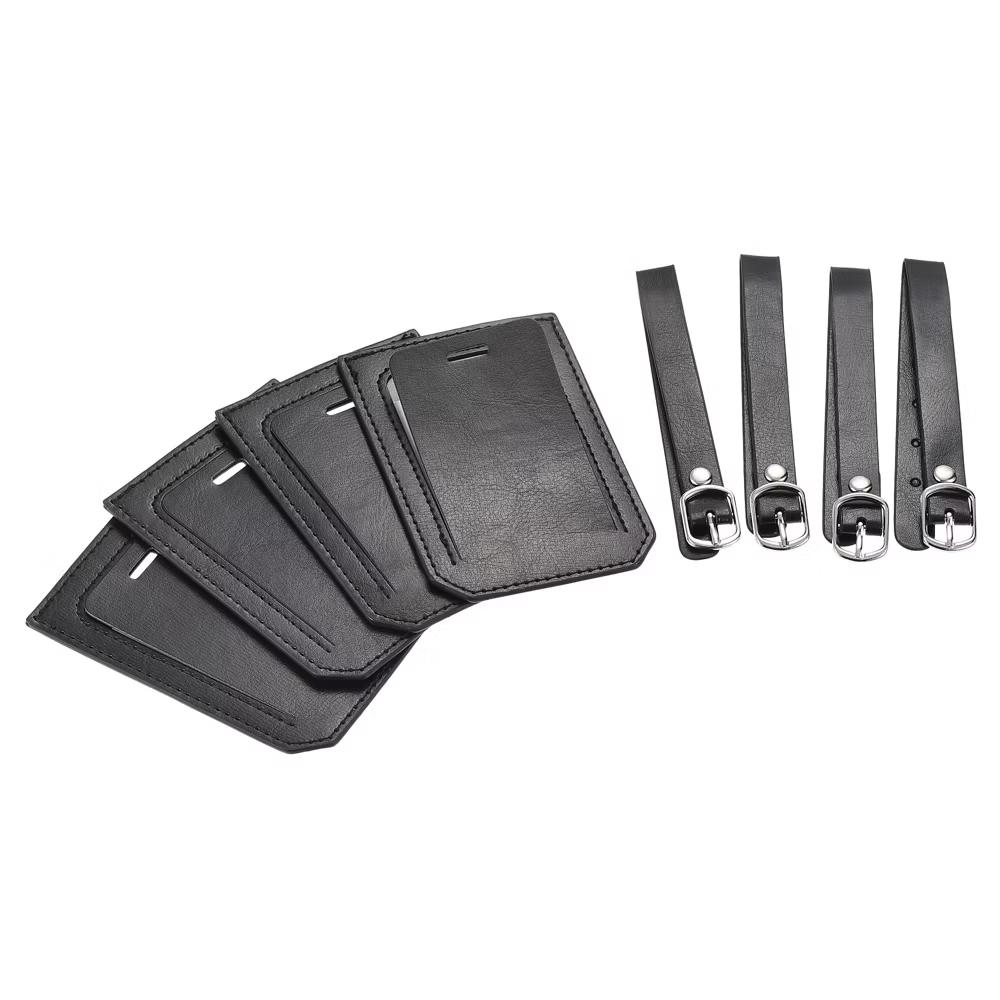 Backpack PU Holder Identifier Card Luggage Tag with Strap 4 Pcs - Image 3