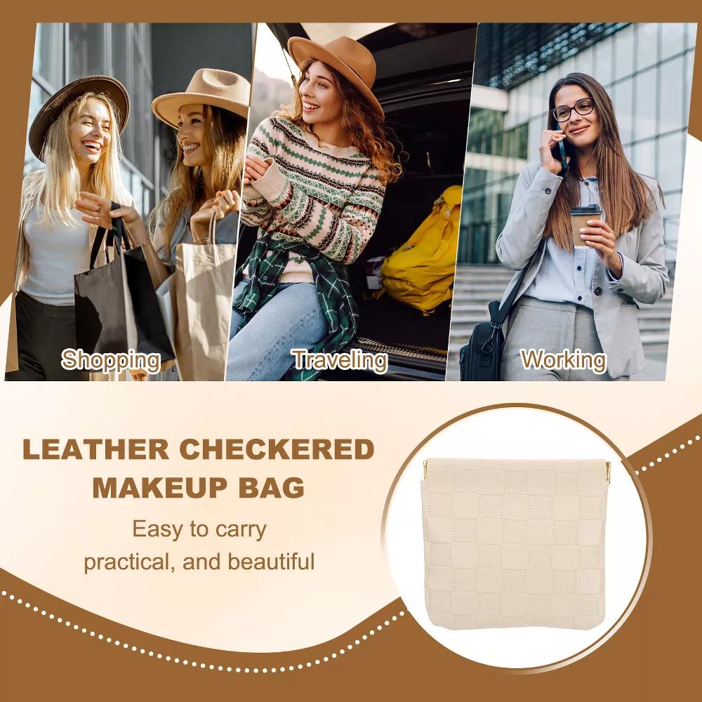 Leather Waterproof Travel Organizing Mini Snap Closure Makeup Pouch - Image 36