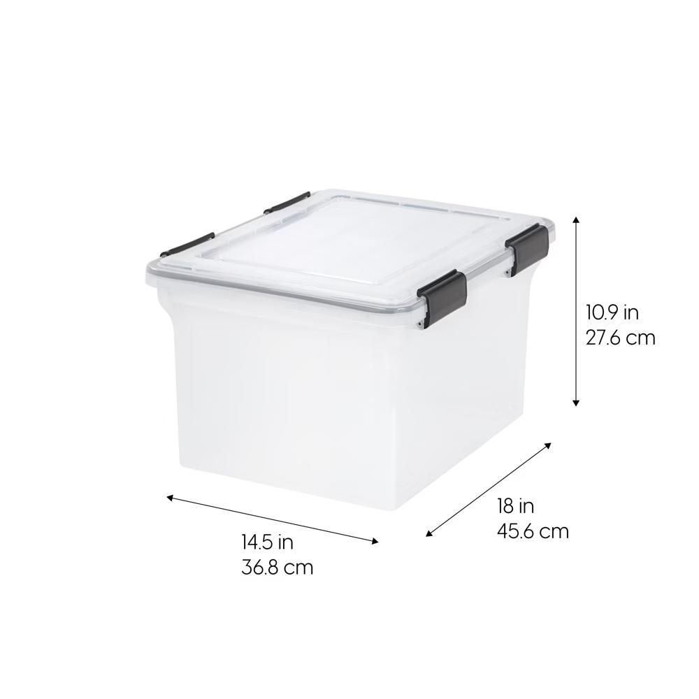 USA Letter Legal Size File Box 32qt WEATHERPRO Airtight Plastic Storage Bin with Lid and Seal and Secure Latching Buckles - Image 12
