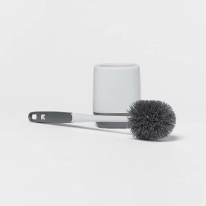Toilet Brush with Holster - Reusable, Soft Grip
